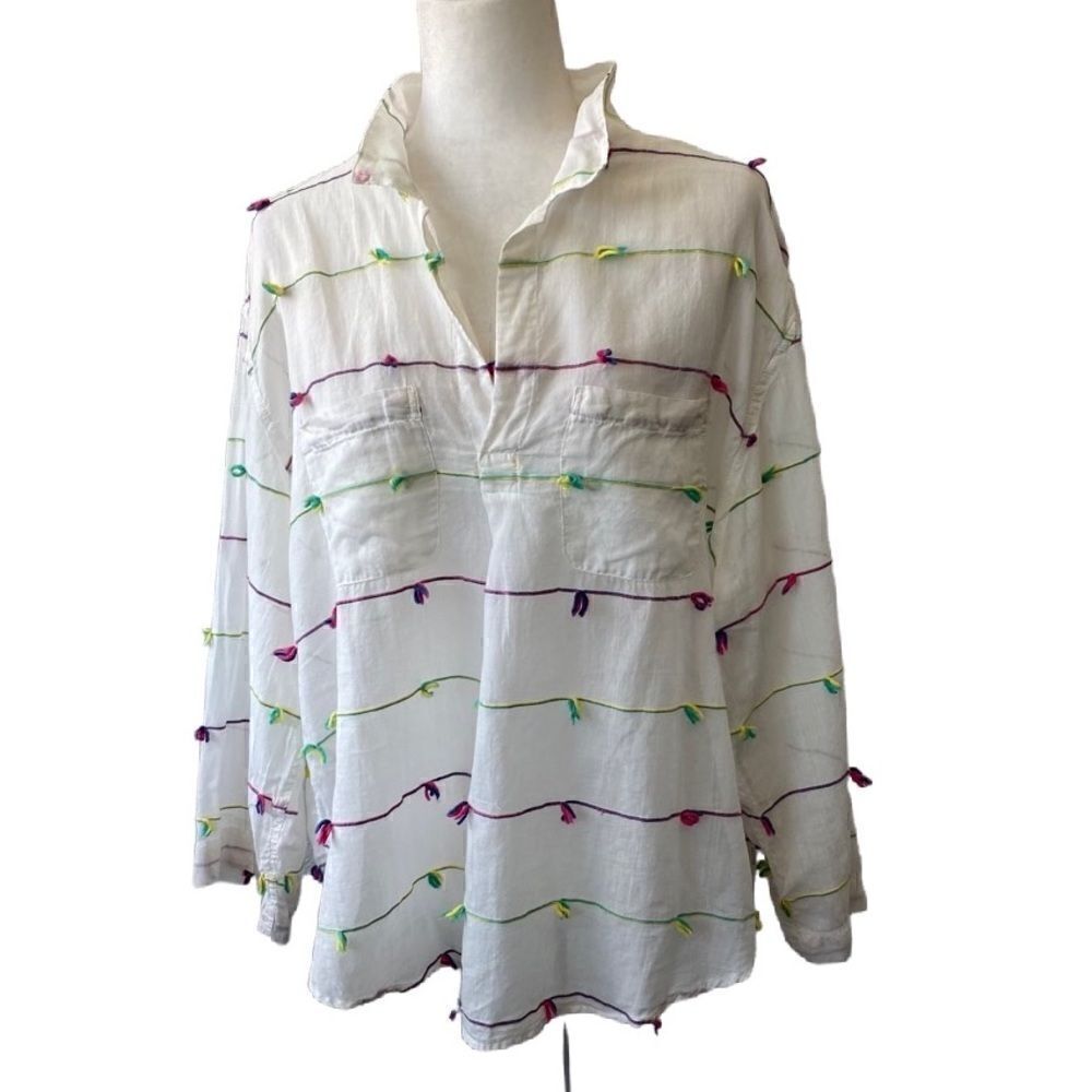 Christina Lehr Laurel Shirt White Color Stripe NWT